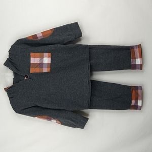 Boy's Grey | Orange Plaid 2 Pc Set Size: ( 9-12 Months)